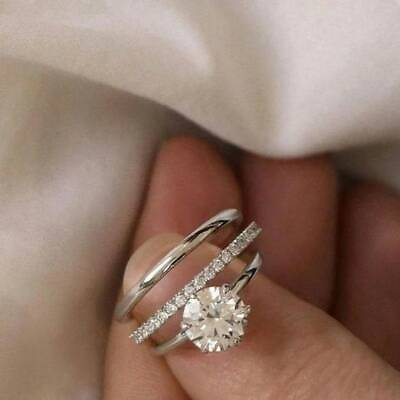 #ad 1.75 Ct Round Cut Colorless Moissanite Solitaire Engagement Ring Set White Gold $413.39