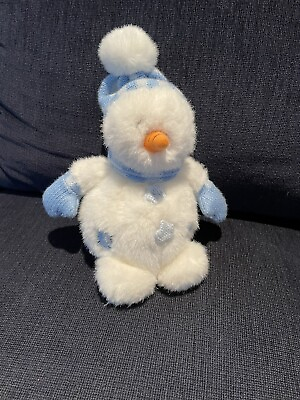 #ad Ganz Heritage Collection Snowman Plush Stuffed Animal White Blue Scarf Hat 7quot; $15.85