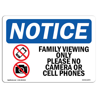 #ad Family Viewing Only Please No With Symbol OSHA Notice Sign Metal Plastic Decal $5.99