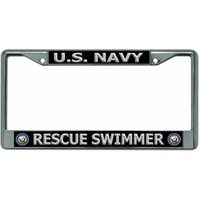 #ad usn navy rescue swimmer seal logo military chrome license frame plate usa made $29.99