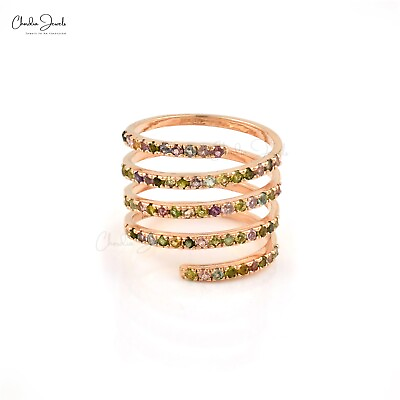 #ad 0.9 CTW Multi Tourmaline Gemstone Ring 14k Rose Gold Multi Color Spring Ring $980.83