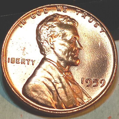 #ad 1959 P Lincoln Memorial Cent Red BU Uncirculated Free Shipping $1.95