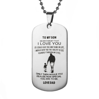 #ad A My Son Dog Tag Stainless Steel Father Son Pendant Necklace Love To my son Gift $3.99