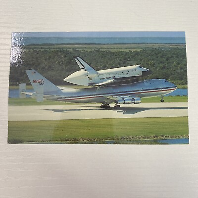 #ad 747 and Shuttle Prior to Landing Kennedy Space Center Florida 1993 Postcard $3.71