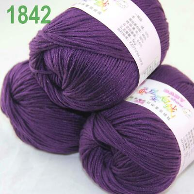 #ad AIPYARN 3Skeinsx50g Soft Cashmere Silk Velvet Baby Hand Knitting Crochet Yarn 42 $18.64