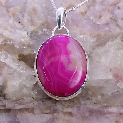 #ad Next Day Dispatch Stripped Agate Pendant With 925 Sterling Silver Loop 35mm 8.65 GBP 19.59
