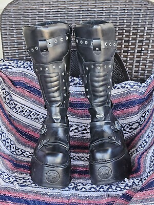 #ad NEW ROCK UNISEX LEATHER BOOTS US 13 EU 46 $250.00