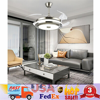 #ad 36quot; Invisible Ceiling Fan Lamp Modern Remote Control Chandelier LED Light NEW $83.60