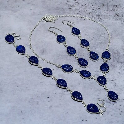 #ad London Blue Topaz Gemstone Handmade 925 Sterling Silver Jewelry Set Love Gift P9 $14.99