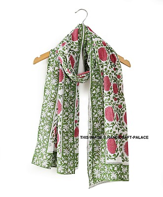 #ad New Hand Block Print Women Long Dupatta Stole Scarf Indian Cotton Fabric Scarves $12.59