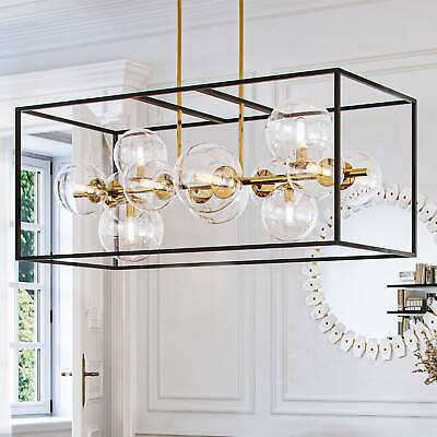 #ad Possini Euro Fitzgerald 38quot; Modern Black and Gold 12 Light Chandelier $499.95
