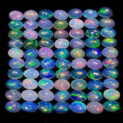 #ad 20 Pcs Natural Opal 6x4mm Oval Flashy Untreated Loose Cabochon Gemstones Lot $24.99