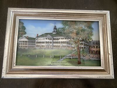 #ad Eglomise Reverse Painted DARTMOUTH COLLEGE Framed Painting Dartmouth $124.99