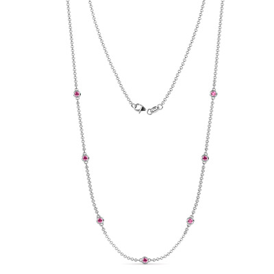 #ad 7 Stone Pink Sapphire Womens Station Necklace 3 8 ctw 14K Gold JP:45678 $697.30