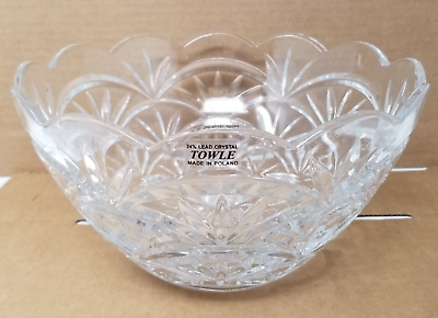 #ad Elegant Towle Lead Crystal Bowl Exquisite Diamond Cut Design Table Centerpiece $29.95