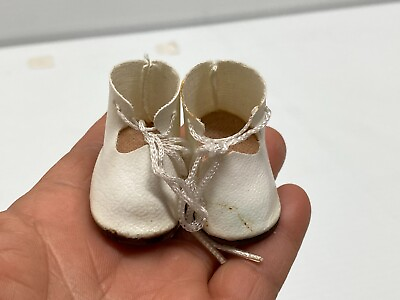 #ad VINTAGE Antique DOLL Accessories Doll Shoes old stock cute style white #B 3 $4.99
