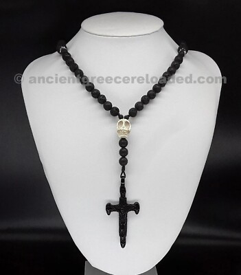 #ad The Skull Cross Dark Lava Rosary Stainless Steel black Skull Cross. $159.90