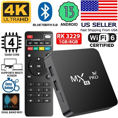 #ad Smart TV Box Android 13.0 WIFI 6 Quad Core 4K UHD Media Stream Player MXQ PRO US $23.99