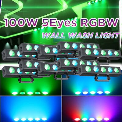 #ad 100W RGBW 5Eyes DMX Stage Wall Wash Bar Light Strobe Effect DJ Club Beam Light $224.99