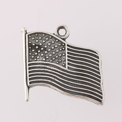 #ad NEW American Flag Charm Sterling Silver USA $4.99