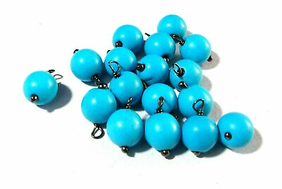 #ad Blue Beauty Turquoise Round Smooth 8mm Beads Black Wire Wrapped Link 45 Pcs $42.75