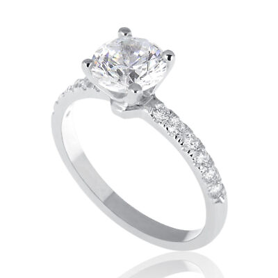#ad 0.80 CT F G SI2 I1 Elegant Round Cut Diamond Engagement Ring 18K White Gold $673.20