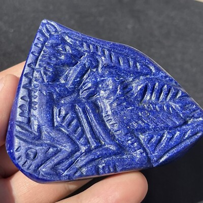 #ad Afghanistan Natural Lapis Lazuli Stone Beautiful Engravings Rre Relief Tile $240.00