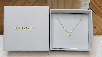 #ad New Babygold Heart Diamonds 14k 16quot; Gold Necklace. $500 Msrp $250.00