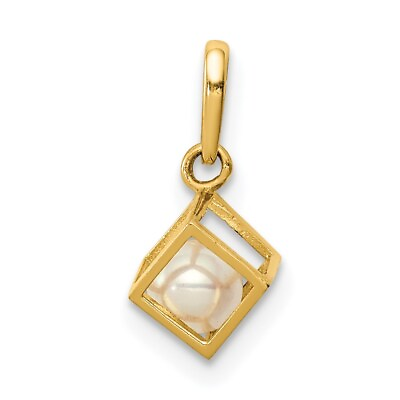 #ad 14K 3D Square w FW Cultured Pearl Pendant Bracelet Necklace $49.50
