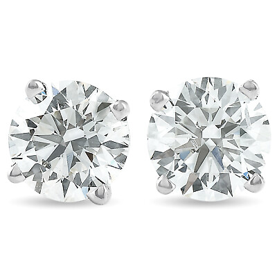 #ad 1 1 2 cttw Natural Round Diamond Studs 14K White Gold IGI Certified Earrings $907.25