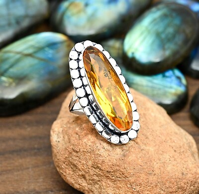 #ad Gorgeous Gemstone Honey Topaz 925 Sterling Silver Handmade Women Jewelry Ring $12.05