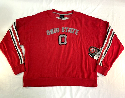 #ad Colosseum Red Heathered Women#x27;s Ohio State Sweatshirt Distressed Size XL NWT $19.50