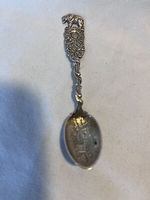 #ad Vintage 4” George Shreve San Francisco Bear Souvenir Spoon 1900 40 Sterling $50.00