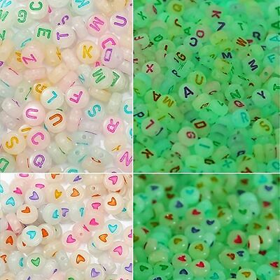 #ad 1000 Pcs Mixed UV Letter Beads Colorful Acrylic Letter Bead Luminous Heart Sh... $14.71