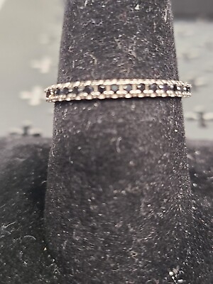 #ad 925 Black Diamond Stacker Ring 1.7 Grams TW Size 9 $21.95