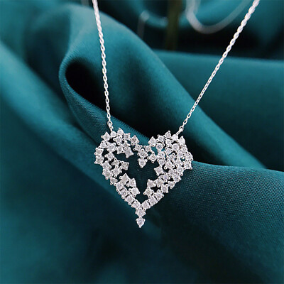 #ad Fashion Cubic Zircon Heart 925 Silver Necklace Pendant Wedding Women Jewelry C $3.28