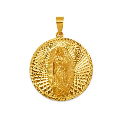 #ad Virgin Mary Miraculous Medal Solid 14K Real Gold Our Lady of Guadalupe Pendant $208.00