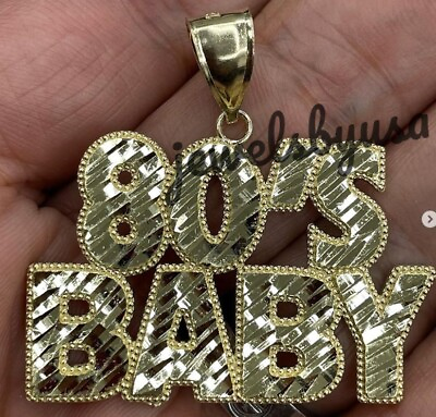 #ad Fine Solid Metal Men#x27;s Customized 80#x27; Baby Pendant 14K Yellow Gold Plated Silver $189.99