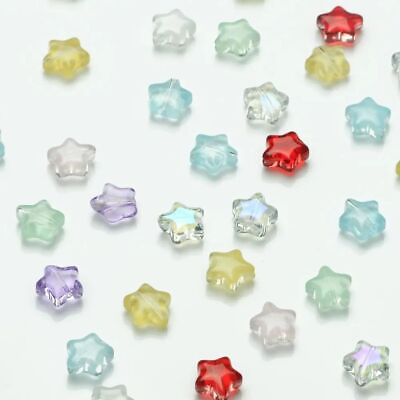 #ad Star Czech Crystal Glass Bead Multicolor Glaze Spacer Beads DIY Necklace 8x8mm $7.67