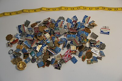 #ad Lot Of 170 Mixed lapel hat pins Enamel pin backs Russian circa 1980#x27;s $125.00