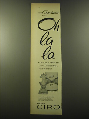 #ad 1959 Ciro Oh La La Perfume Ad For Christmas ..give Oh la La $19.99