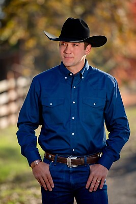 #ad Wyoming Traders Mens Snap Up Long Sleeve Oxford Western Oversized Shirt 7 Colors $44.95