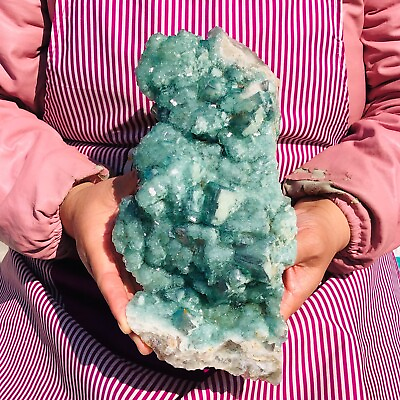 #ad 2720G Natural Rare Green Cubic Fluorite Crystal Mineral Specimen Stone Healing $158.88