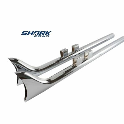 #ad Chrome 36” Fishtail Exhaust Pipe Slip Ons for Harley Touring 1995 2016 Road King $141.99