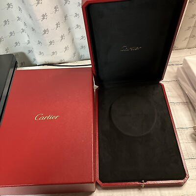 #ad Cartier Genuine Necklace Large Case Red Leather Display Storage with Outer case $220.00