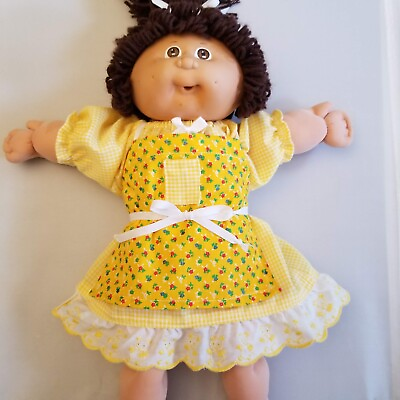 #ad Cabbage Patch Kids Doll Cooking Apron amp; Dress Yellow Handmade $17.99