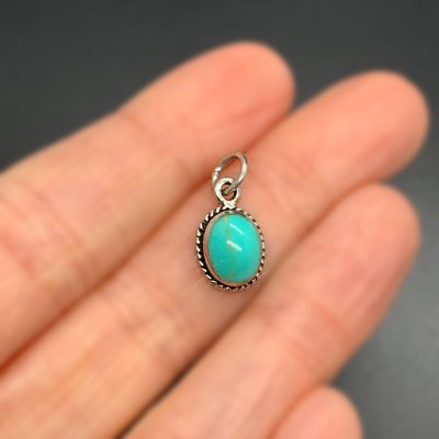 #ad 925 Sterling Silver Turquoise Cabochon Pendant Small 1 2quot; $24.00