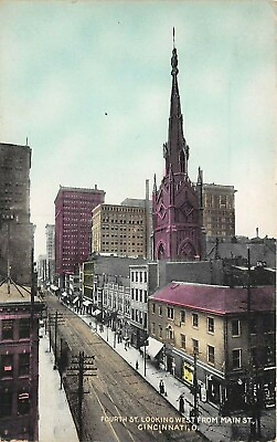 #ad Cincinnati Ohio c1910 Postcard Fourth Street Looking West From Main Street $6.05