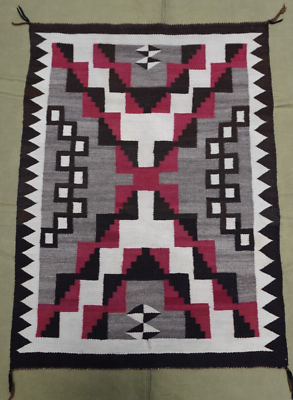 #ad 3#x27; x 4#x27;3quot; Antique Navajo X Design Native American Indian Wool Hand Made Rug $1240.00