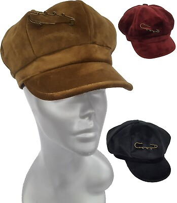 #ad Womens Velvet Cadet Cap fall winter hat warm snaps $12.95